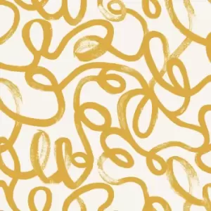 Holden Squiggle Ochre and White Wallpaper