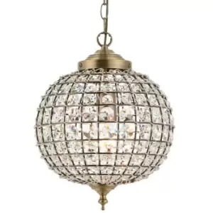 Hanging Ceiling Pendant Light Antique Brass Glass Round Metal Lamp Shade Holder