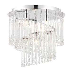 4 Light Spiral Flush Ceiling Light Chrome, Clear Glass, G9