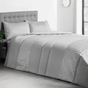 Isabella Rose Charlotte Sequin Panel Luxury Duvet Set - Silver - Double TJ Hughes