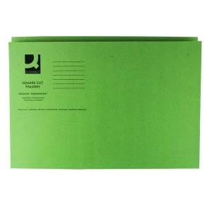 Q-Connect Square Cut Folder Mediumweight 250gsm Foolscap Green Pack of