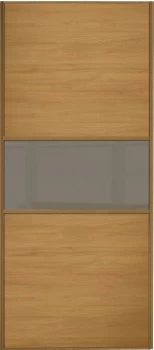 Wickes Sliding Wardrobe Door Fineline Oak Panel and Cappuccino Glass - 2220 x 762mm