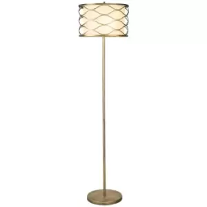 Luminosa Milton Floor Lamp 3 Light E14 Aged Gold, Cream Fabric Shade