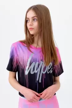 HYPE GIRLS Pink DRIPS SCRIPT CROP T-SHIRT