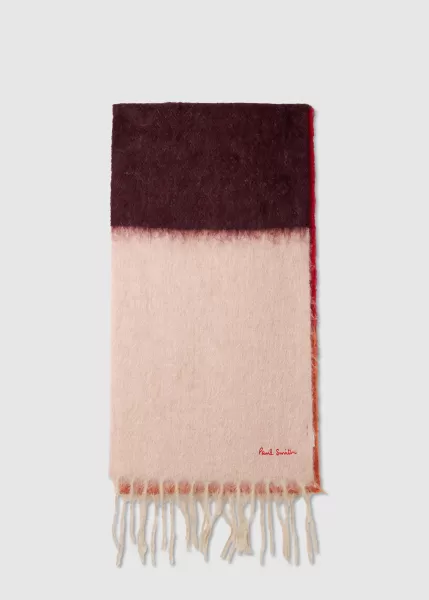 Ps Paul Smith Womens Colour Block Fuzzy Scarf In Reds