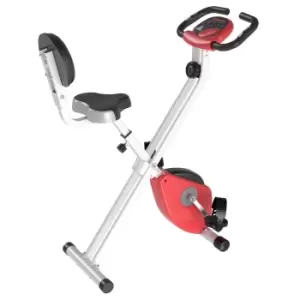 HOMCOM Magnetic Resistance Exercise Bike Foldable LCD Adjustable Seat Red