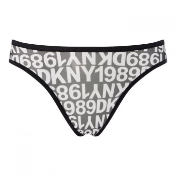 DKNY Mesh Logo Bikini Briefs - Black St Logo