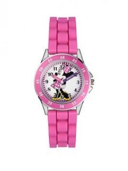 Disney Minnie Mouse Time Teacher Dial Pink Silicone Strap Kids Watch