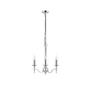 Stanford 3 Light Multi Arm Ceiling Pendant Chandelier Polished Nickel, E14