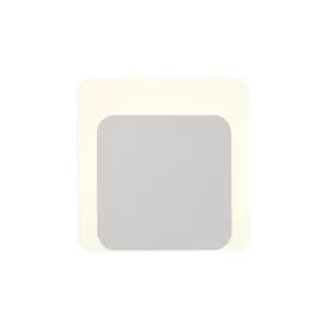 Magnetic Base Wall Lamp, 12W LED 3000K 498lm, 15, 19cm Square Bottom Offset, Sand White, Acrylic Frosted Diffuser