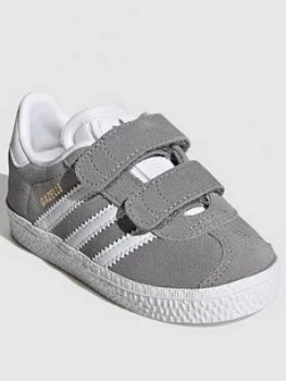 adidas Originals Gazelle Infant Trainers - Grey/White, Size 6