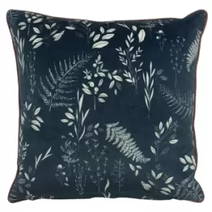 Fearne Printed Velvet Cushion Teal, Teal / 50 x 50cm / Cover Only