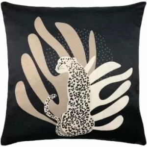 Aurora Tropical Jungle Print Cushion Cover, Blush/Black, 43 x 43cm - Furn