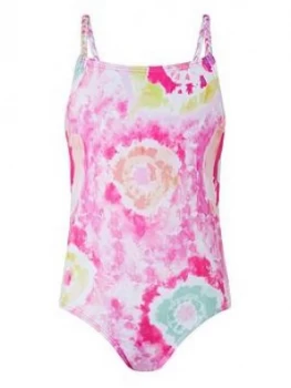 Monsoon Girls S.E.W. Tammy Tie Dye Swimsuit - Pink, Size Age: 7-8 Years, Women