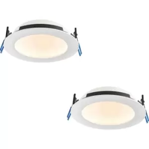 2 PACK Anti-Glare Recessed IP65 Ceiling Downlight - 15W CCT LED - Matt White