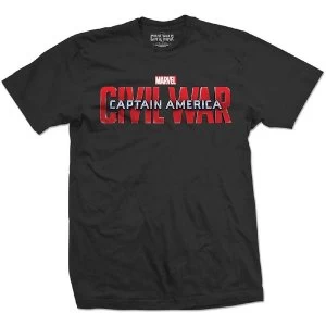 Marvel Comics - Captain America Civil War Movie Logo Unisex Medium T-Shirt - Black