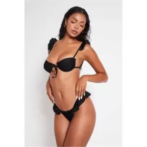 I Saw It First Black Underwire Frill Detail Bikini Set - Black