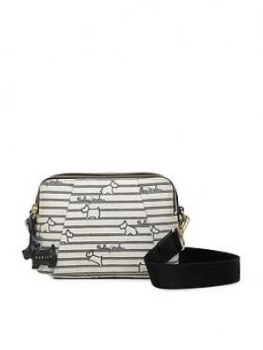 Radley Stripe Oilskin Small Zip Top Cross Body Bag - Chalk