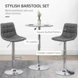 HOMCOM Adjustable Set Of 2 Bar Stools With 360° Swivel Grey