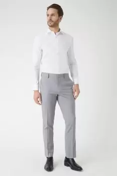 Mens Slim Fit Light Grey Textured Suit Trousers