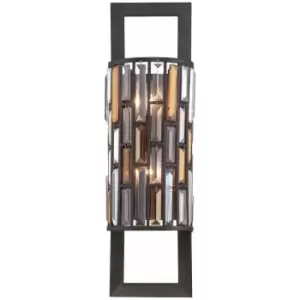 Loops - Twin Wall Light Prisms of Amber Pearl & Crystal Vintage Bronze E14 60W d01292