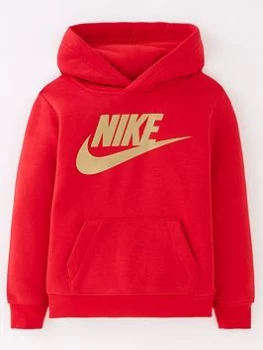 Nike Kids Metallic Hbr Pullover Hoodie - Red, Size 3-4 Years, Women