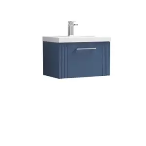 Nuie Deco 600mm Wall Hung Single Drawer Vanity & Basin 1 - Satin Blue