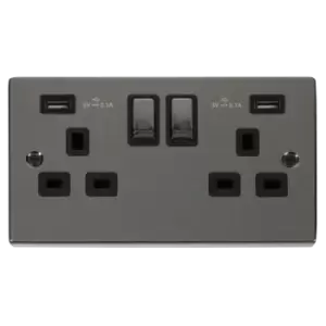 Click Scolmore Deco 4.2A USB 2 Gang Plug Socket - VPBN580BK