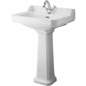 Hudson Reed Richmond Basin with Full Pedestal 595mm Wide - 1 Tap Hole