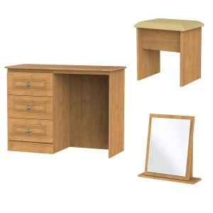 Robert Dyas Loxley Ready Assembled 3 Piece Dressing Table Set - Oak