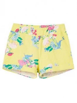 Joules Girls Kittiwake Floral Jersey Shorts - Yellow, Size Age: 11-12 Years, Women