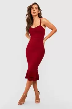 Frill Hem Strappy Midi Dress