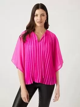 Wallis Pleat Top - Pink, Size 14, Women