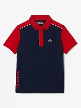 Lacoste Boys Polo Shirt - Red/Navy, Red/Navy, Size 10 Years