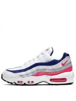 Nike Air Max 95, White/Pink/Blue, Size 6, Women