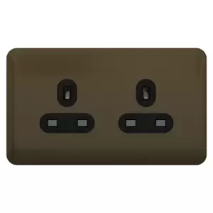 Schneider Electric Lisse Screwless Deco - Unswitched Double Power Socket, 13A, GGBL3060BMBS, Mocha Bronze with Black Insert