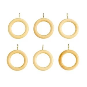 Colours Modern Pine Effect Wood Curtain Ring Dia23mm