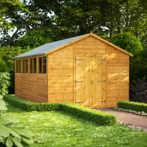 Power Sheds 16 x 10ft Double Door Apex Shiplap Dip Treated Shed