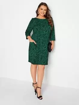 Yours Knitted Jacquard Animal Dress, Green, Size 20, Women