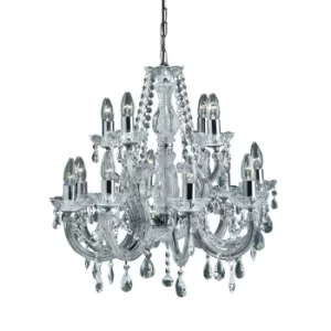 Marie Therese Crystal Chandelier 12 Light Chrome Finish, E14