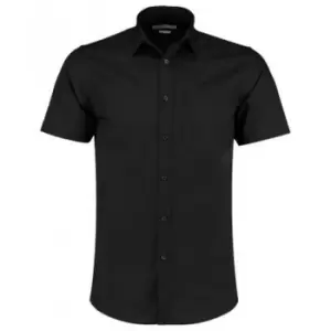 Kustom Kit Mens Short Sleeve Tailored Poplin Shirt (15) (Black)