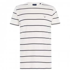 Gant Gant Short Sleeve Striped T Shirt Mens - Eggshell 113