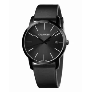 Calvin Klein City Mens Black Leather Strap Watch