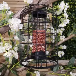 Heavy Duty Squirrel Proof Caged Garden Wild Bird Hanging Black Metal Peanut Feeder