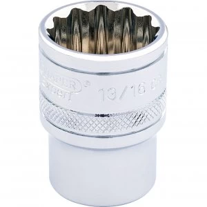 Draper 3/8" Drive Polished Finish Hi Torq Bi Hexagon Socket Imperial 3/8" 13/16"