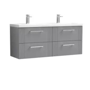 Nuie Deco 1200mm Wall Hung 4 Drawer Vanity & Double Ceramic Basin - Satin Grey