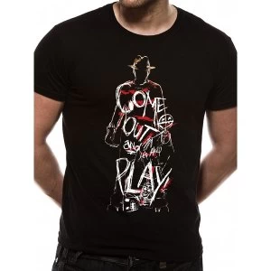 Nightmare On Elm Street - Unisex Medium Come Out & Play T-Shirt (Black)