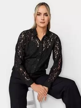 Long Tall Sally Black Lace Shirt, Black, Size 10, Women