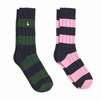 Jack Wills Sunbury Multipack Socks 2 Pack - Pink Navy