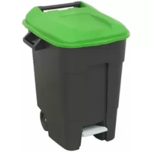 Loops - 100 Litre Capacity Wheelie Bin with Foot Pedal - Two 200mm Wheels - Green